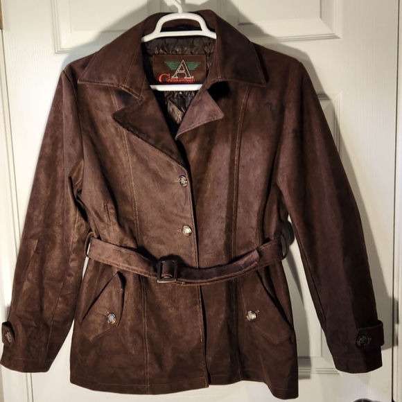 A Collezioni Jackets & Blazers - A Collezioni chocolate brown leather suede jacket coat women's size XL